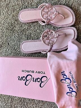 Tory Burch x Bon Bon Knotted Crystal Sandal Miller Crystal Sandals Pink US
